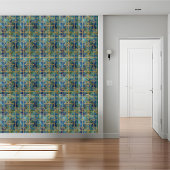 Luxe Griekse Key Tegel in Blauwgroen en Goud Tegeltje