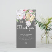 Luxe Grijs Bloem 30e Verjaardag Bedankkaart (Staand voorkant)