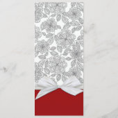 Luxe Grijs Bloemen Damast Rood Bruiloft Menu (Achterkant)