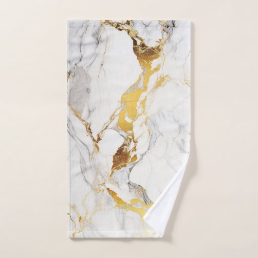 Luxe Grijs en Gouden Textuur Wit Marmer Bad Handdoek (Handdoek)