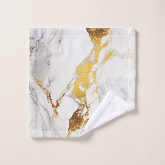 Luxe Grijs en Gouden Textuur Wit Marmer Bad Handdoek (Wasdoekje)