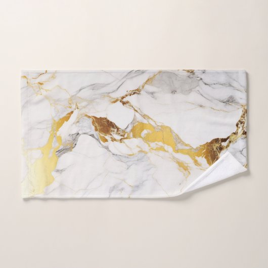 Luxe Grijs en Gouden Textuur Wit Marmer Bad Handdoek (Handdoek)
