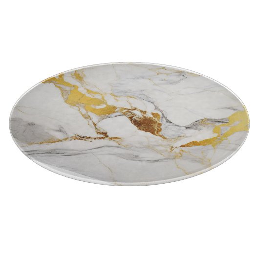 Luxe Grijs en Gouden Textuur Wit Marmer Snijplank (Hoek)