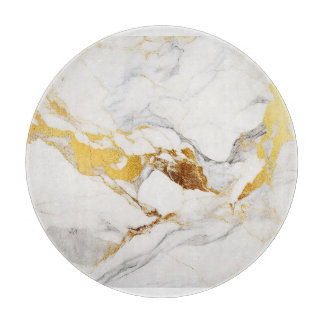 Luxe Grijs en Gouden Textuur Wit Marmer Snijplank