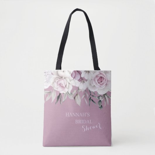 Luxe grijs en paarse waterverf bloem bruids tas (Voorkant)