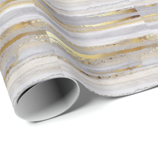 Luxe Grijs Goud Waterverf Textuur Cadeaupapier (Rol Hoek)