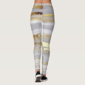 Luxe Grijs Goud Waterverf Textuur Leggings (Achterkant)
