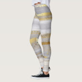 Luxe Grijs Goud Waterverf Textuur Leggings (Links)