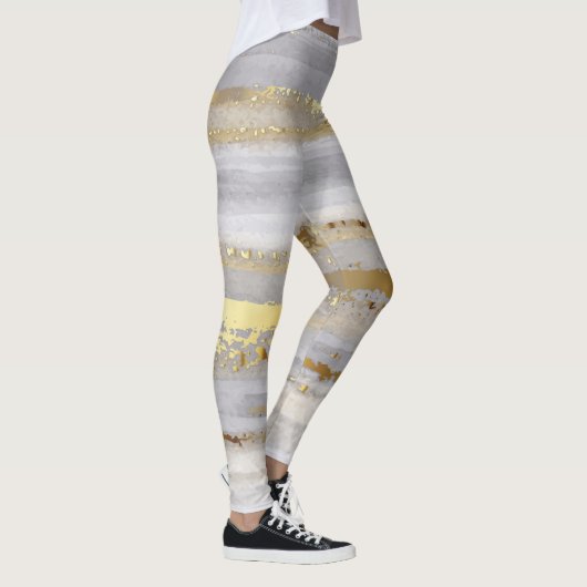 Luxe Grijs Goud Waterverf Textuur Leggings (Rechts)