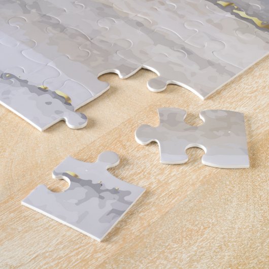 Luxe Grijs Goud Waterverf Textuur Legpuzzel (Zijkant)