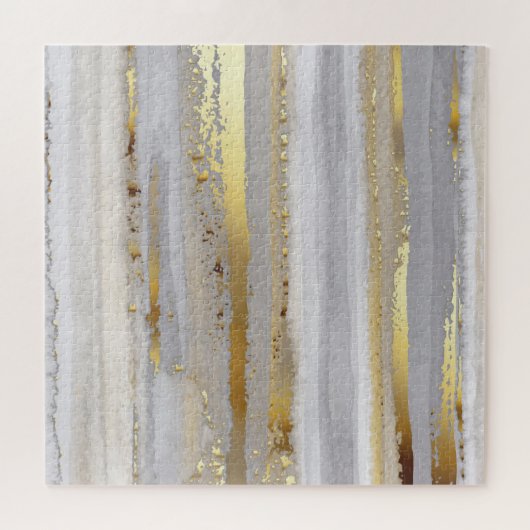 Luxe Grijs Goud Waterverf Textuur Legpuzzel (Horizontaal)