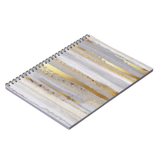 Luxe Grijs Goud Waterverf Textuur Notitieboek (Linkerzijde)