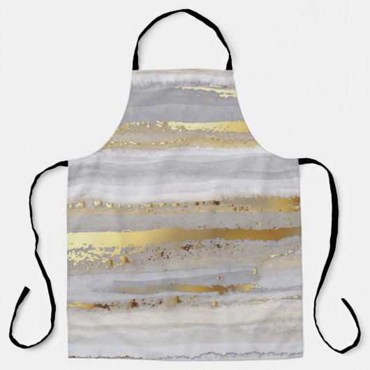 Luxe Grijs Goud Waterverf Textuur Schort (Voorkant)