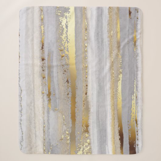 Luxe Grijs Goud Waterverf Textuur Sherpa Deken (Voorkant)