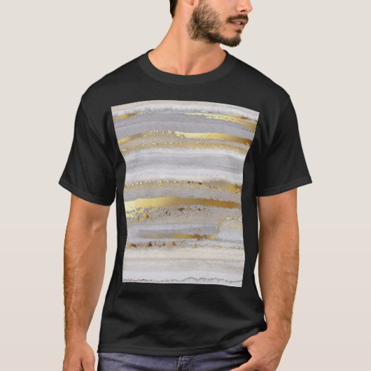 Luxe Grijs Goud Waterverf Textuur T-shirt (Voorkant)