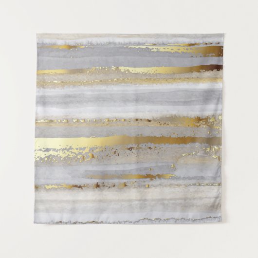 Luxe Grijs Goud Waterverf Textuur Wandkleed (Voorkant)