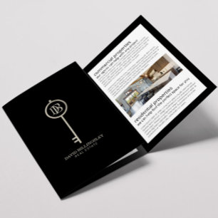 Luxe Grijs Skelet Key Real Estate Brochure Drieluik Kaart