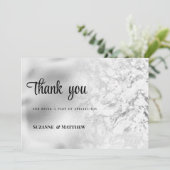 Luxe grijs wit zilver marmer Dank U Kaart (Staand voorkant)