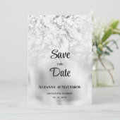 Luxe grijs wit zilver marmer Save the Date Kaart (Staand voorkant)