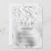 Luxe grijs wit zilveren marmeren RSVP Kaart (Voorkant)