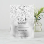 Luxe grijs wit zilveren marmeren RSVP Kaart (Staand voorkant)