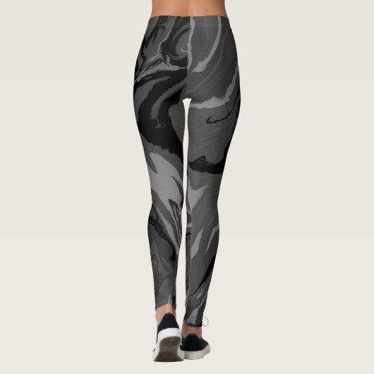 Luxe Grijs Zwart Waterverf Abstract Magic Leggings (Achterkant)