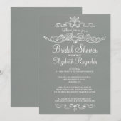 Luxe grijze bridal Shower-uitnodigingen Kaart (Voorkant / Achterkant)
