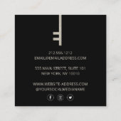 Luxe grijze Skeleton Key Monogram Realtor Vierkante Visitekaartje (Achterkant)