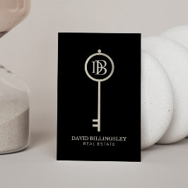 Luxe grijze Skeleton Key Monogram Realtor Visitekaartje