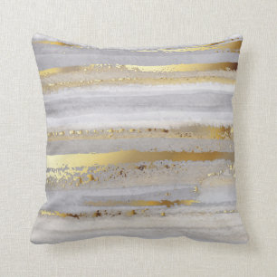 Luxe grijze waterverf en gouden textuur kussen