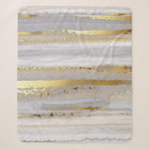 Luxe grijze waterverf en gouden textuur sherpa deken