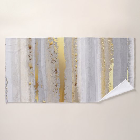 Luxe grijze waterverf en goudtextuur badhanddoek (Badhanddoek)