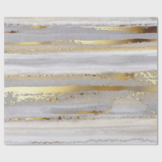 Luxe grijze waterverf en goudtextuur cadeaupapier (Vlak)