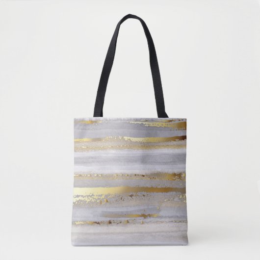 Luxe grijze waterverf en goudtextuur tote bag (Voorkant)