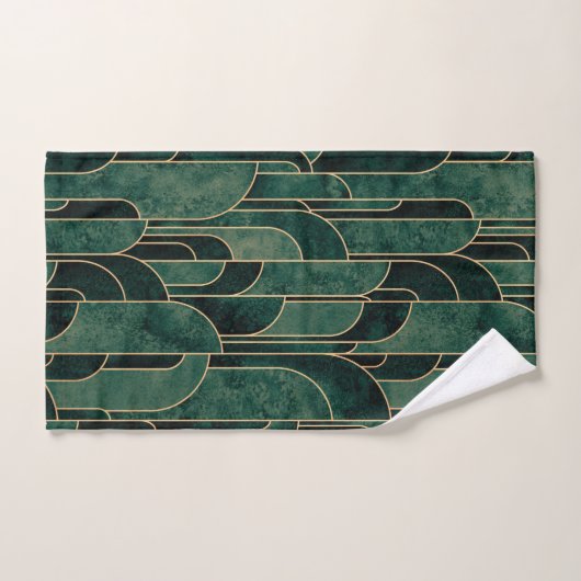 Luxe groen en goud Art Deco Patroon Bad Handdoek (Handdoek)