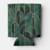 Luxe groen en goud Art Deco Patroon Blikjeskoeler (Voorkant)
