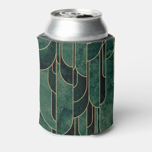 Luxe groen en goud Art Deco Patroon Blikjeskoeler (Blikje Achterkant)