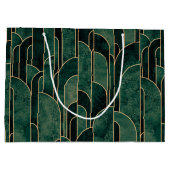 Luxe groen en goud Art Deco Patroon Groot Cadeauzakje (Achterkant)