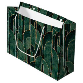 Luxe groen en goud Art Deco Patroon Groot Cadeauzakje