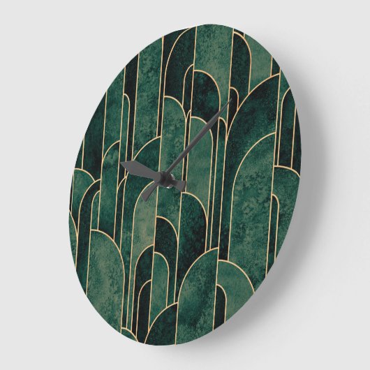 Luxe groen en goud Art Deco Patroon Grote Klok (Hoek)