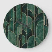 Luxe groen en goud Art Deco Patroon Grote Klok (Voorkant)