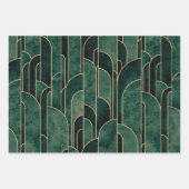 Luxe groen en goud Art Deco Patroon Inpakpapier Vel (Voorkant 2)