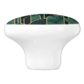 Luxe groen en goud Art Deco Patroon Keramische Knop (Zijkant)