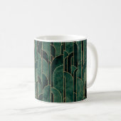 Luxe groen en goud Art Deco Patroon Koffiemok (Voorkant rechts)