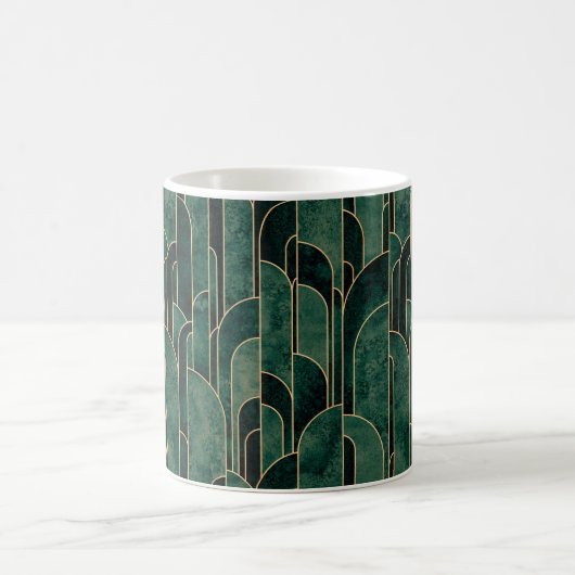 Luxe groen en goud Art Deco Patroon Koffiemok (Center)