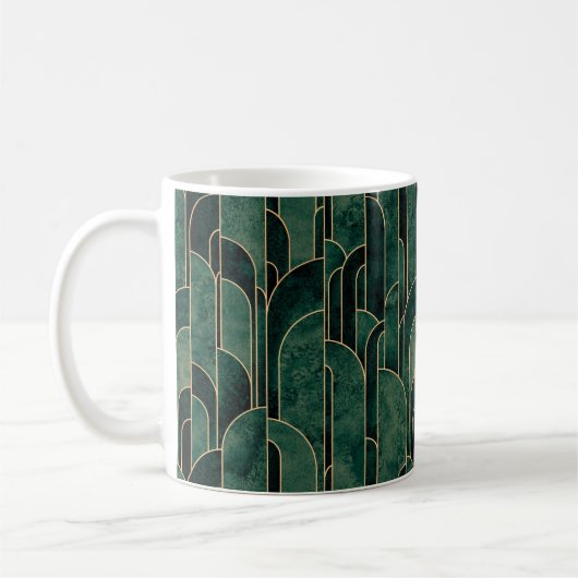 Luxe groen en goud Art Deco Patroon Koffiemok (Links)