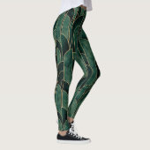 Luxe groen en goud Art Deco Patroon Leggings (Rechts)