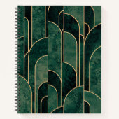 Luxe groen en goud Art Deco Patroon Notitieboek (Voorkant)