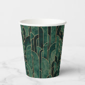 Luxe groen en goud Art Deco Patroon Papieren Bekers (Achterkant)