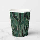 Luxe groen en goud Art Deco Patroon Papieren Bekers (Rechts)